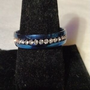 Blue wedding band ring with rhinestones size 12 NWT (sku 501)